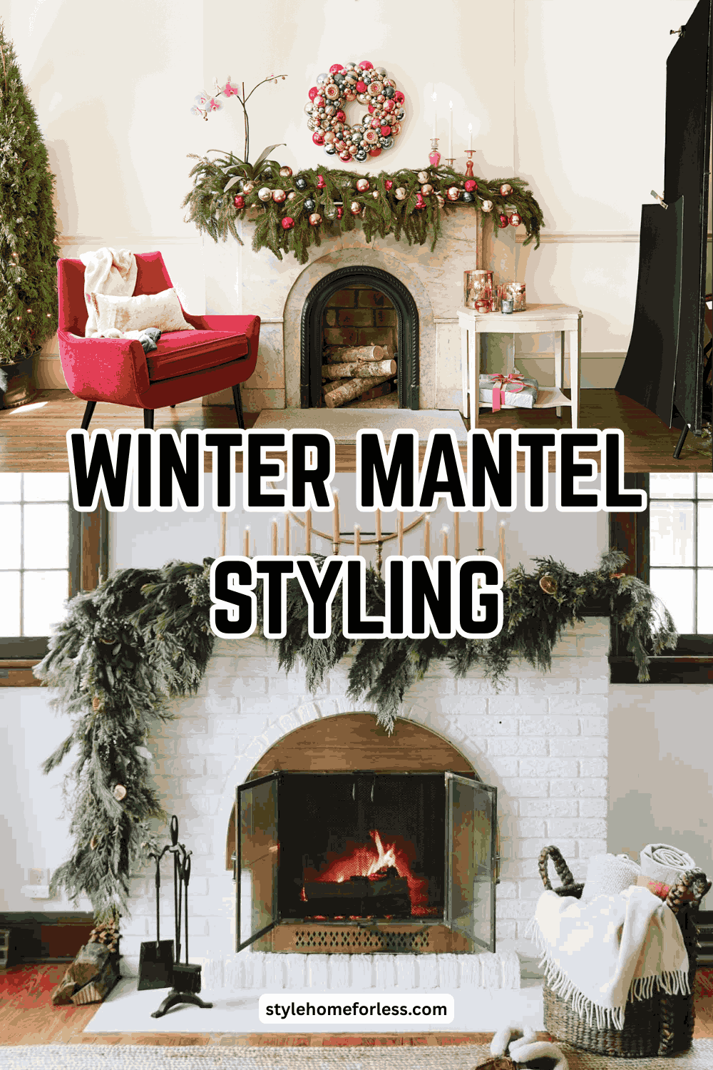 Seasonal decor idea: Winter Mantel Styling: Christmas to New Year’s and Beyond