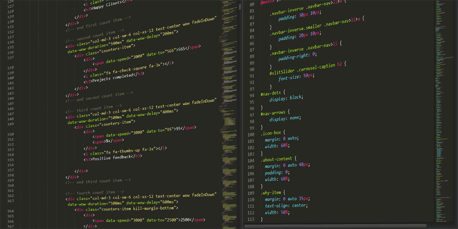 7. Cane Webbing on Drawer Fronts - Close-up of highlighted HTML and CSS code on a dark screen, suitable for tech th