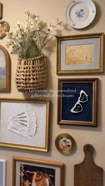 Budget gallery wall art curation mixing free museum downloads with personal photos