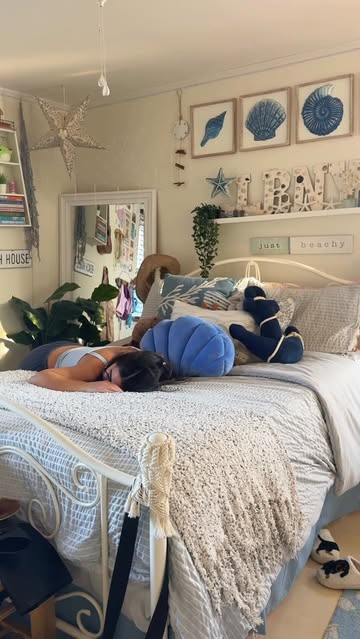 Paint colors for small rooms comparison showing navy, yellow, and greige in same bedroom