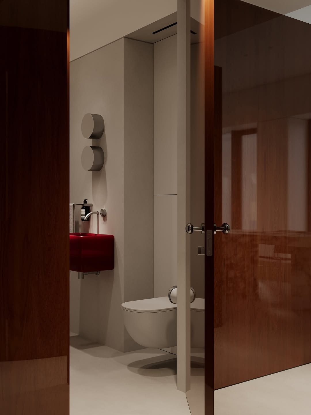 No damage rental bathroom upgrades showing removable wallpaper and tension storage